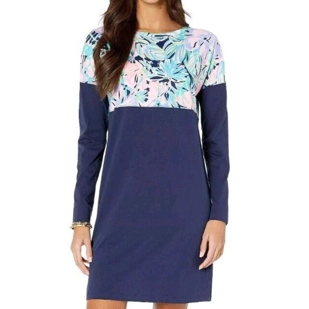 Lilly Pulitzer Finn T-Shirt Dress Long Sleeve Multi Bermudaful extra small